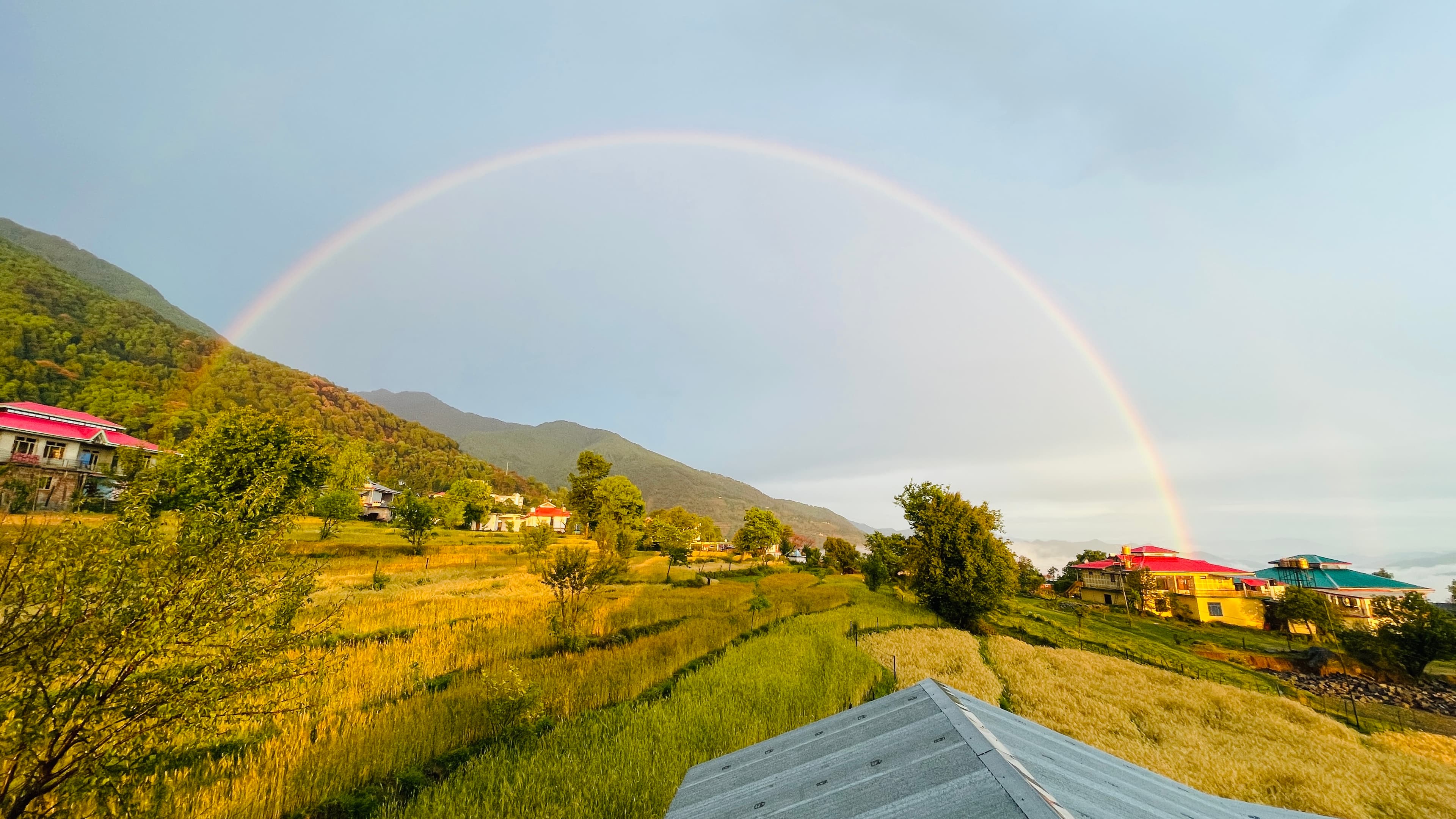 Rainbow over mountains