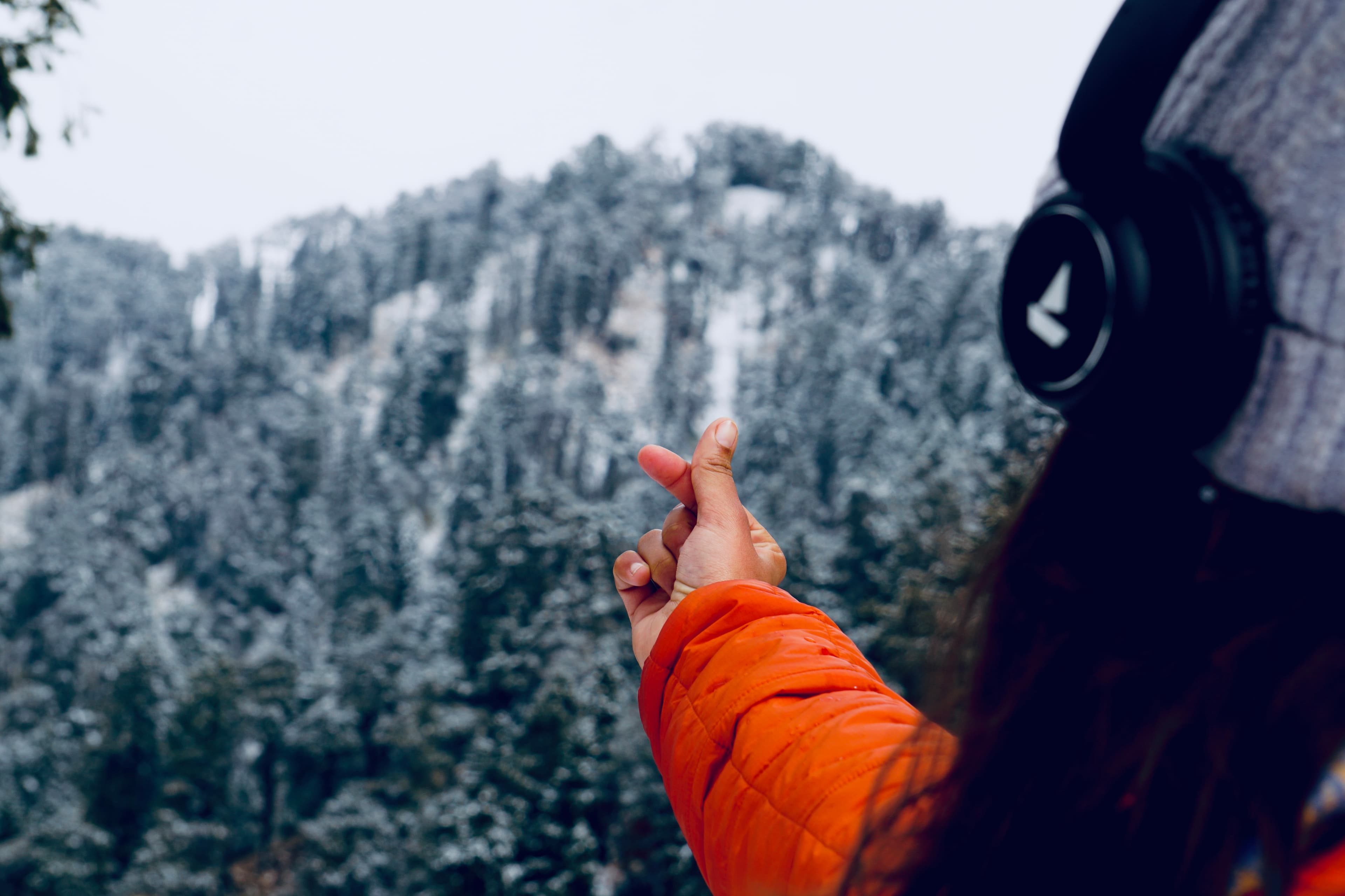 Snow-capped mountains under clear blue sky