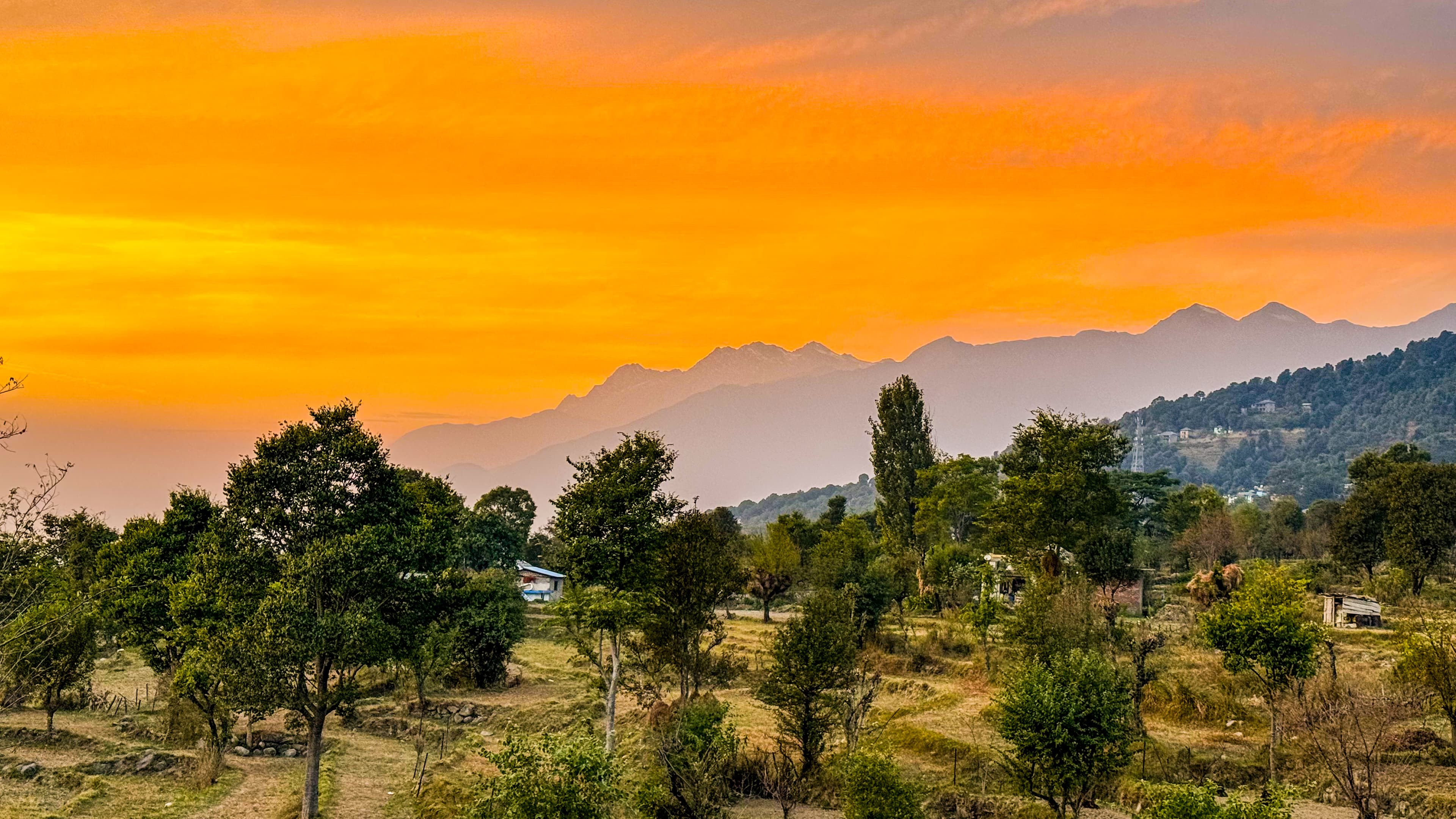 Sunset sky over mountains