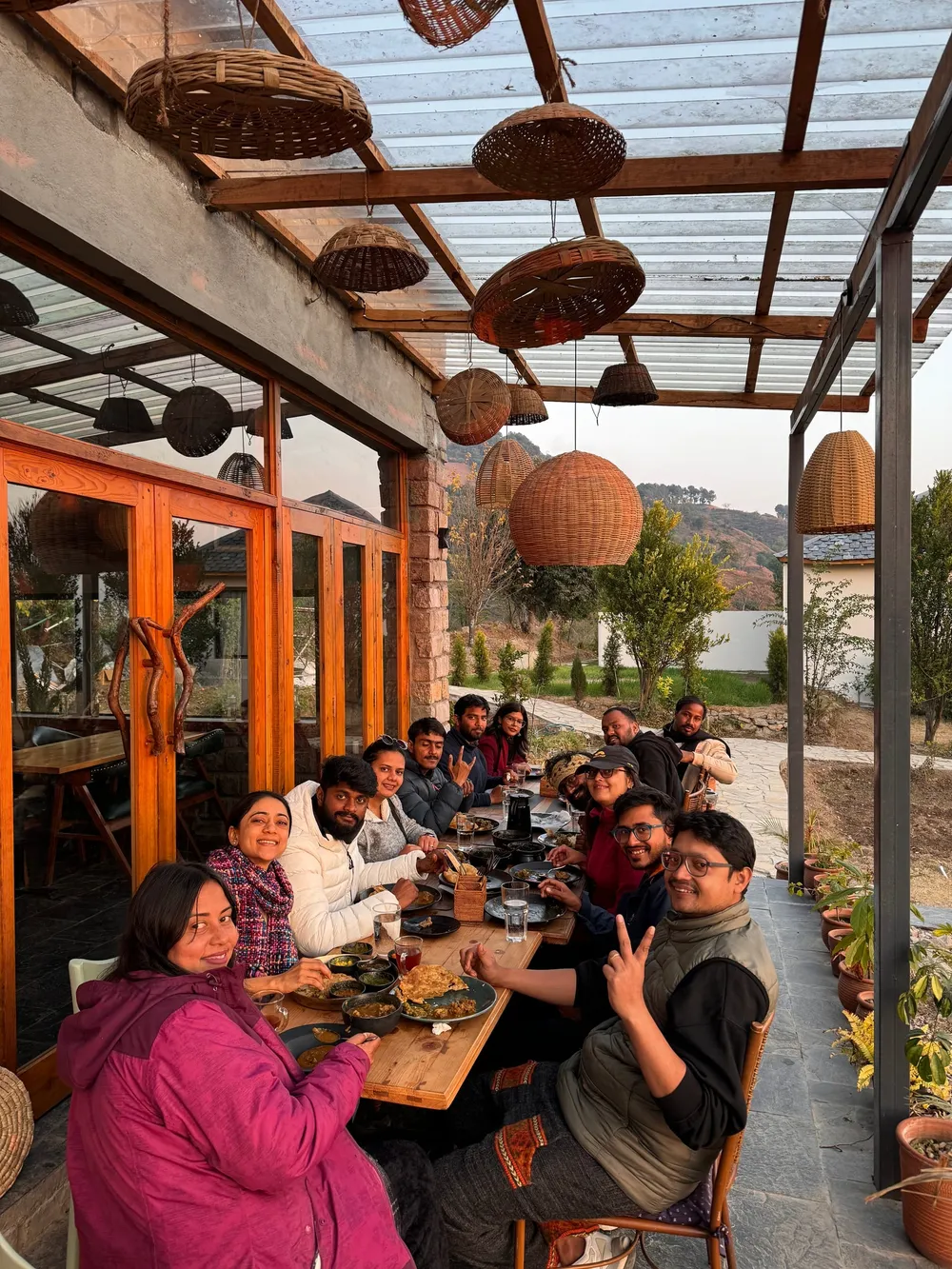 Community dinner at Flashpackers Bir hostel Bir Billing